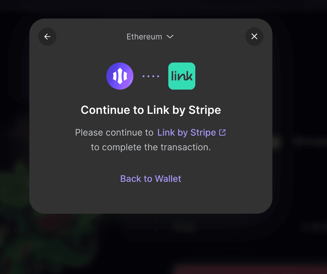 Link by stripe popup