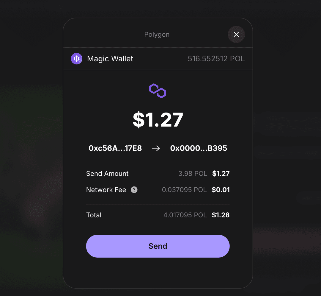 Screenshot of wallet confirmation